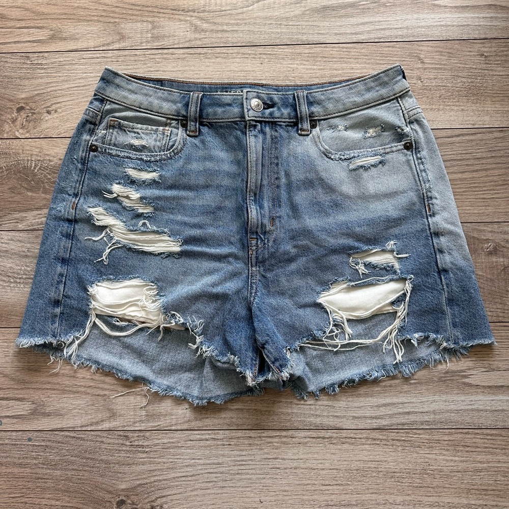 American Eagle Outfitters Blue Distressed Jean Shorts